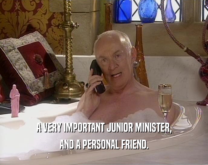 A VERY IMPORTANT JUNIOR MINISTER, AND A PERSONAL FRIEND. 