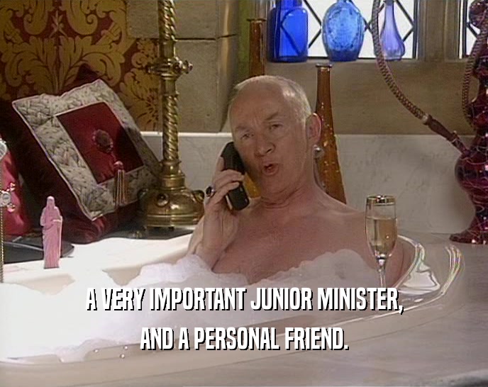 A VERY IMPORTANT JUNIOR MINISTER, AND A PERSONAL FRIEND. 