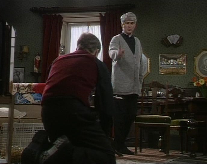 COME ON, DON'T LET BISHOP BRENNAN SEE HIM. 