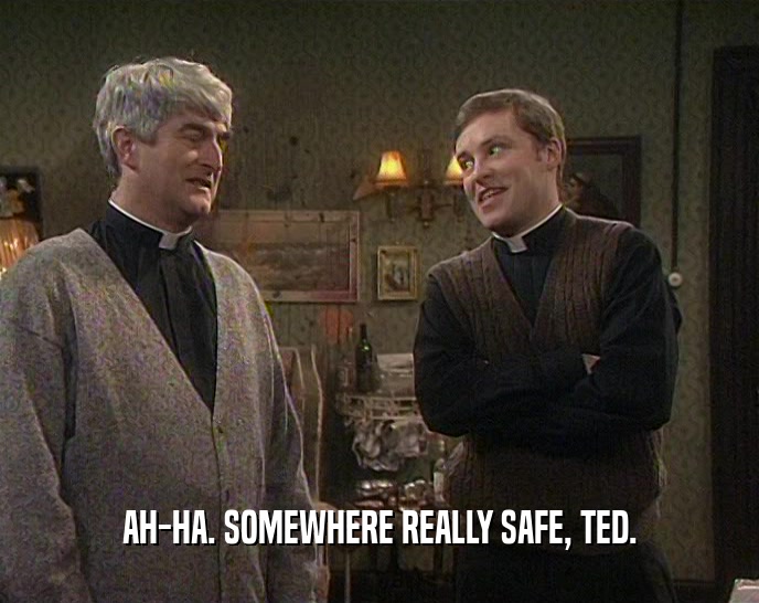 AH-HA. SOMEWHERE REALLY SAFE, TED.
  