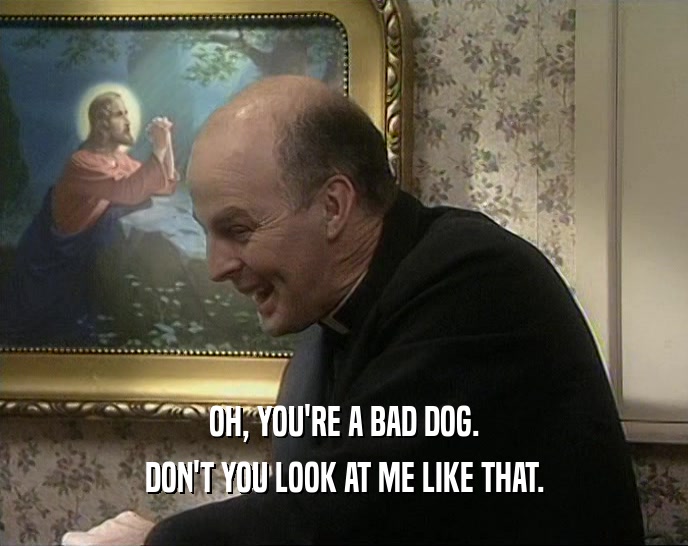 OH, YOU'RE A BAD DOG. DON'T YOU LOOK AT ME LIKE THAT. 