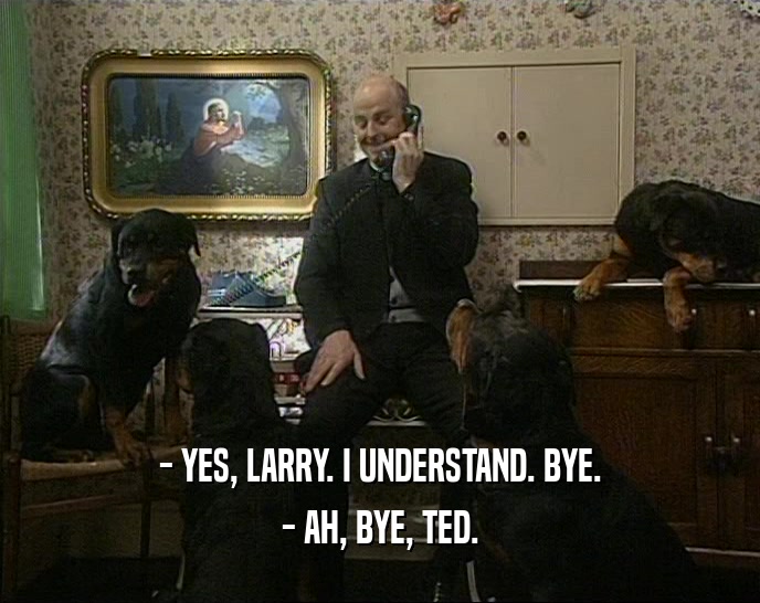 - YES, LARRY. I UNDERSTAND. BYE. - AH, BYE, TED. 