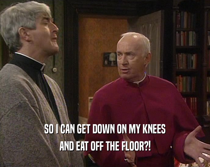 SO I CAN GET DOWN ON MY KNEES AND EAT OFF THE FLOOR?! 