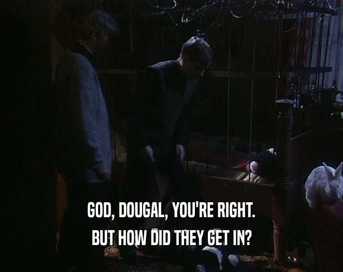 GOD, DOUGAL, YOU'RE RIGHT. BUT HOW DID THEY GET IN? 