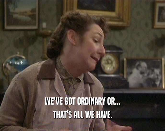 WE'VE GOT ORDINARY OR... THAT'S ALL WE HAVE. 