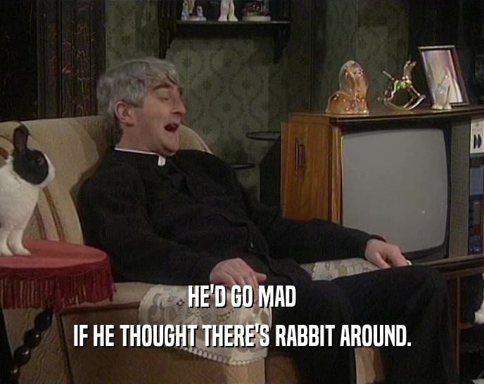 HE'D GO MAD IF HE THOUGHT THERE'S RABBIT AROUND. 