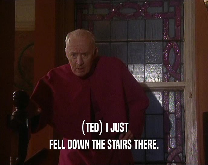 (TED) I JUST FELL DOWN THE STAIRS THERE. 