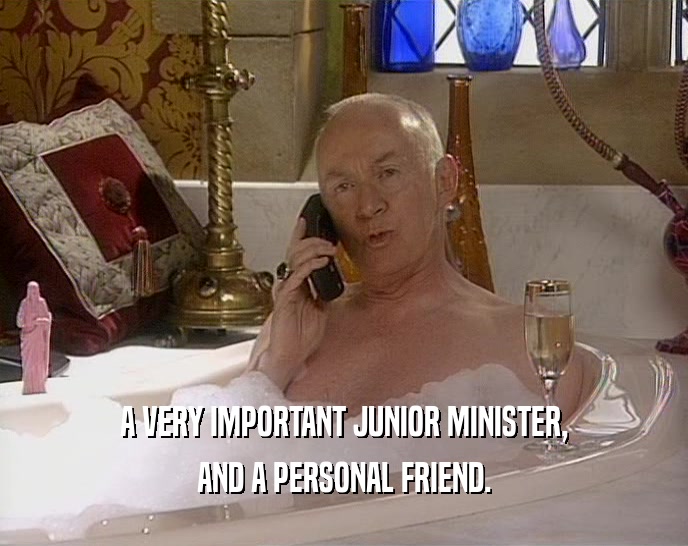 A VERY IMPORTANT JUNIOR MINISTER, AND A PERSONAL FRIEND. 