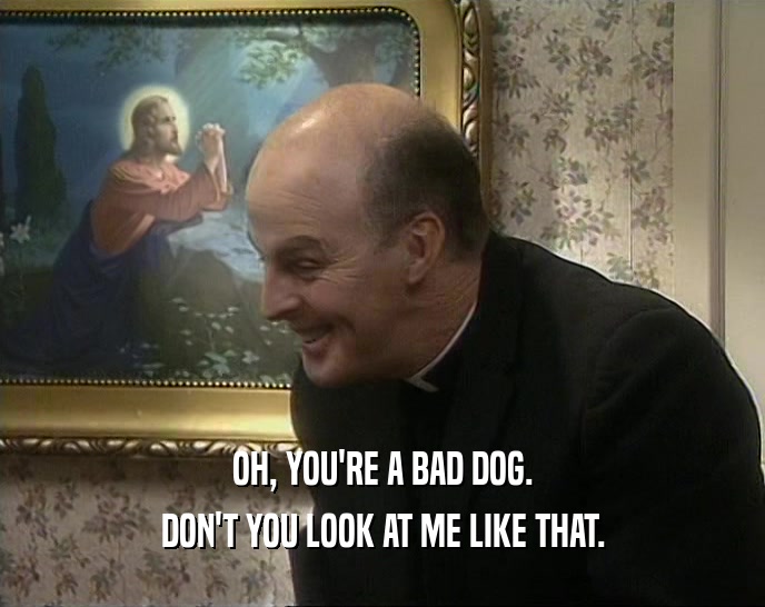 OH, YOU'RE A BAD DOG. DON'T YOU LOOK AT ME LIKE THAT. 
