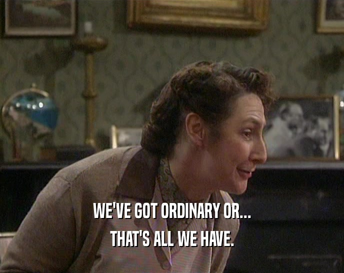 WE'VE GOT ORDINARY OR... THAT'S ALL WE HAVE. 