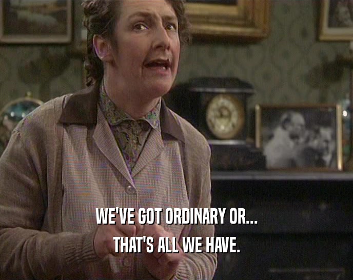 WE'VE GOT ORDINARY OR... THAT'S ALL WE HAVE. 