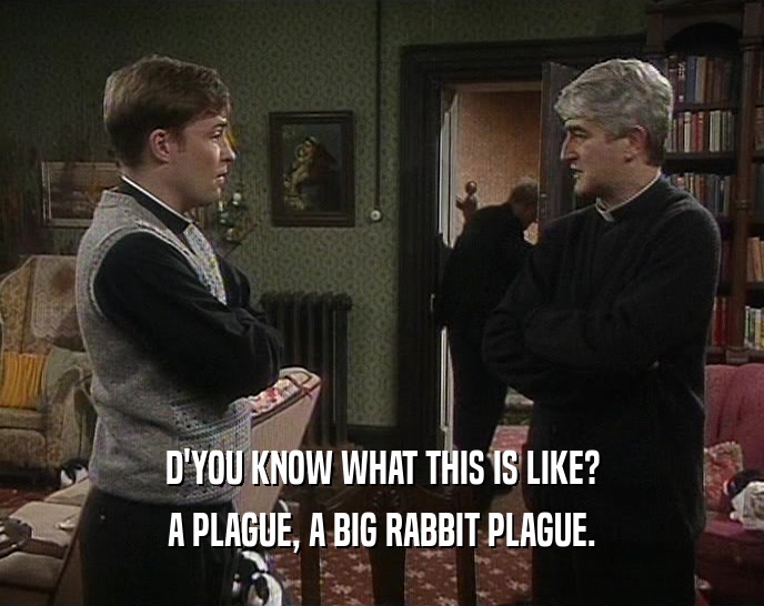D'YOU KNOW WHAT THIS IS LIKE?
 A PLAGUE, A BIG RABBIT PLAGUE.
 