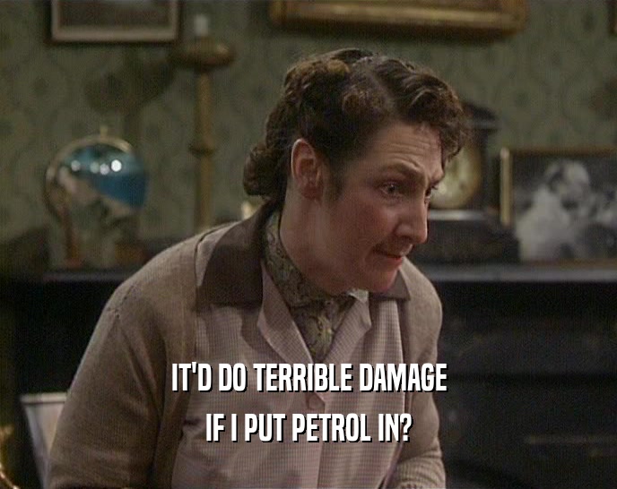 IT'D DO TERRIBLE DAMAGE IF I PUT PETROL IN? 