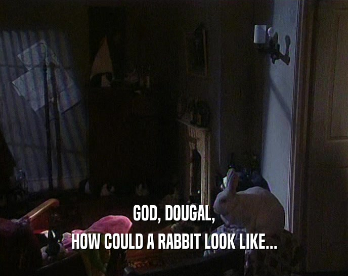 GOD, DOUGAL,
 HOW COULD A RABBIT LOOK LIKE...
 