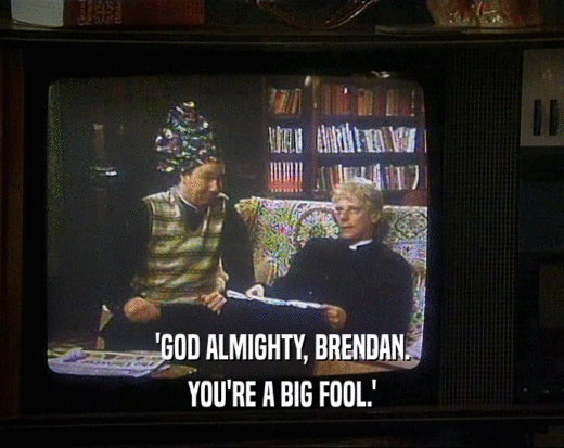 'GOD ALMIGHTY, BRENDAN.
 YOU'RE A BIG FOOL.'
 