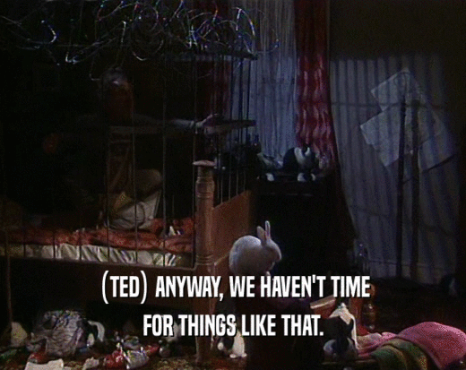 (TED) ANYWAY, WE HAVEN'T TIME
 FOR THINGS LIKE THAT.
 