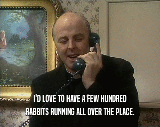 I'D LOVE TO HAVE A FEW HUNDRED RABBITS RUNNING ALL OVER THE PLACE. 