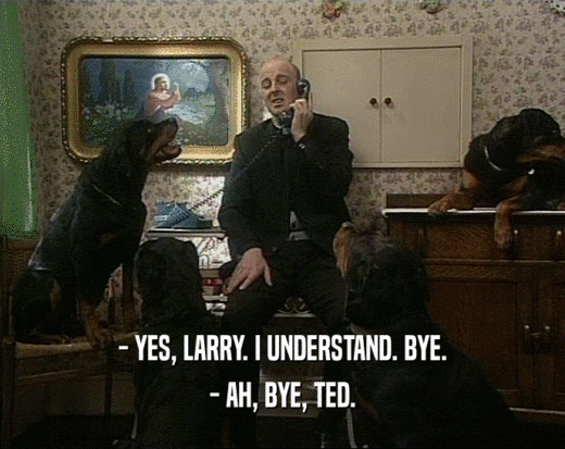 - YES, LARRY. I UNDERSTAND. BYE. - AH, BYE, TED. 