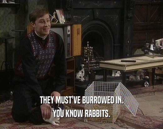 THEY MUST'VE BURROWED IN.
 YOU KNOW RABBITS.
 