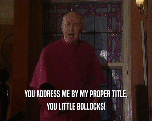 YOU ADDRESS ME BY MY PROPER TITLE,
 YOU LITTLE BOLLOCKS!
 