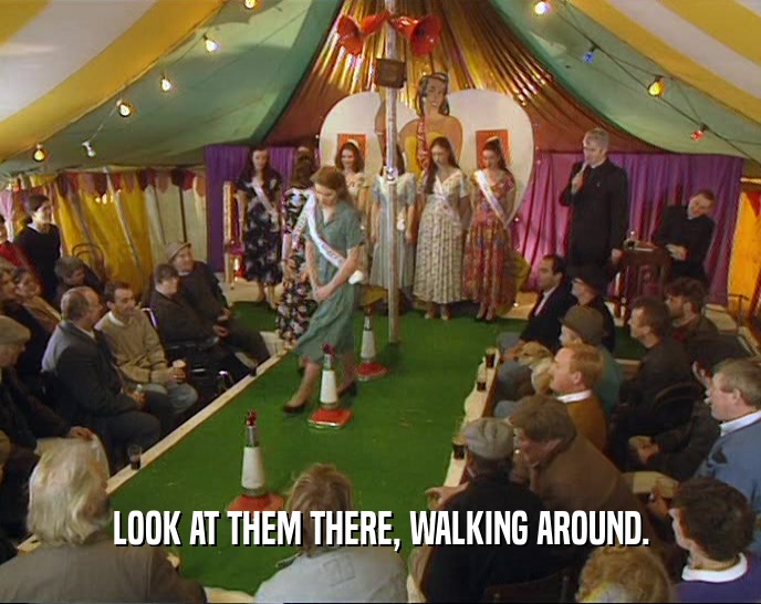LOOK AT THEM THERE, WALKING AROUND.  