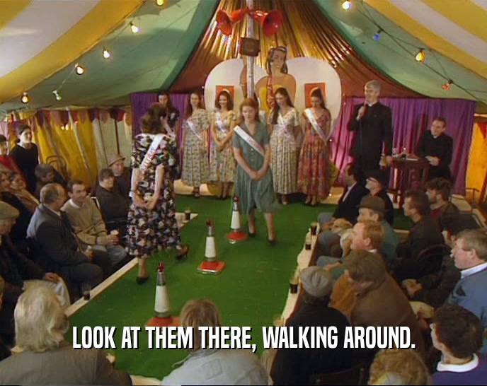 LOOK AT THEM THERE, WALKING AROUND.  