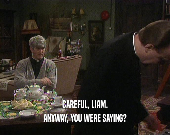 CAREFUL, LIAM. ANYWAY, YOU WERE SAYING? 