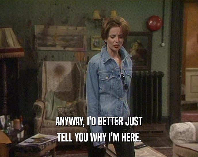 ANYWAY, I'D BETTER JUST TELL YOU WHY I'M HERE. 