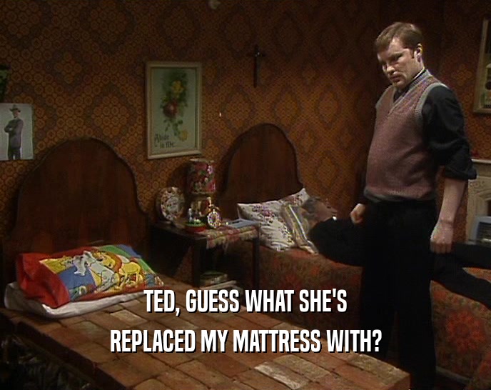 TED, GUESS WHAT SHE'S REPLACED MY MATTRESS WITH? 