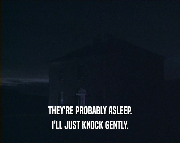 THEY'RE PROBABLY ASLEEP. I'LL JUST KNOCK GENTLY. 