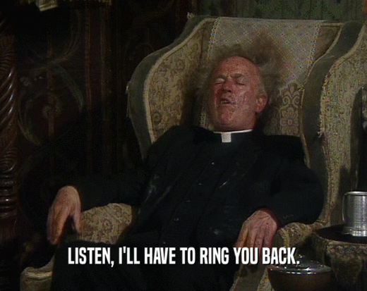 LISTEN, I'LL HAVE TO RING YOU BACK.  
