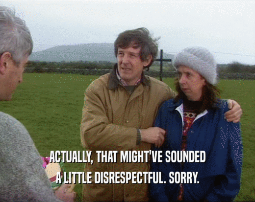ACTUALLY, THAT MIGHT'VE SOUNDED A LITTLE DISRESPECTFUL. SORRY. 