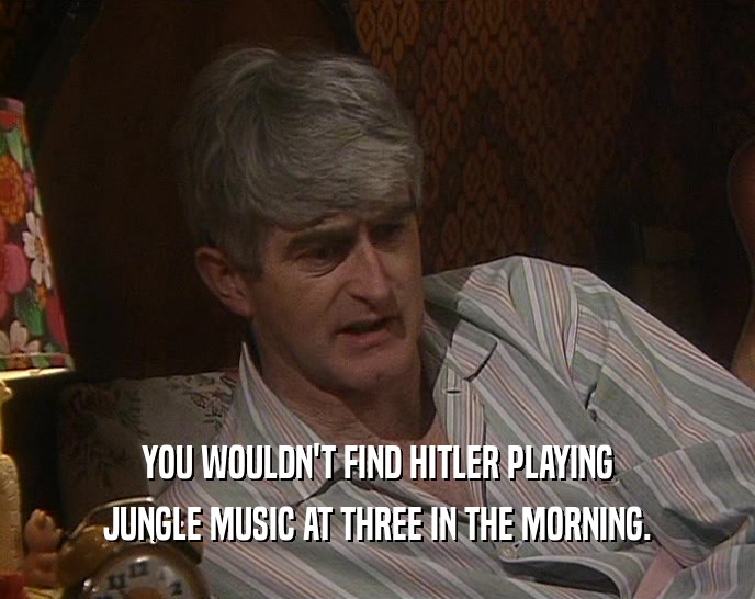 YOU WOULDN'T FIND HITLER PLAYING JUNGLE MUSIC AT THREE IN THE MORNING. 