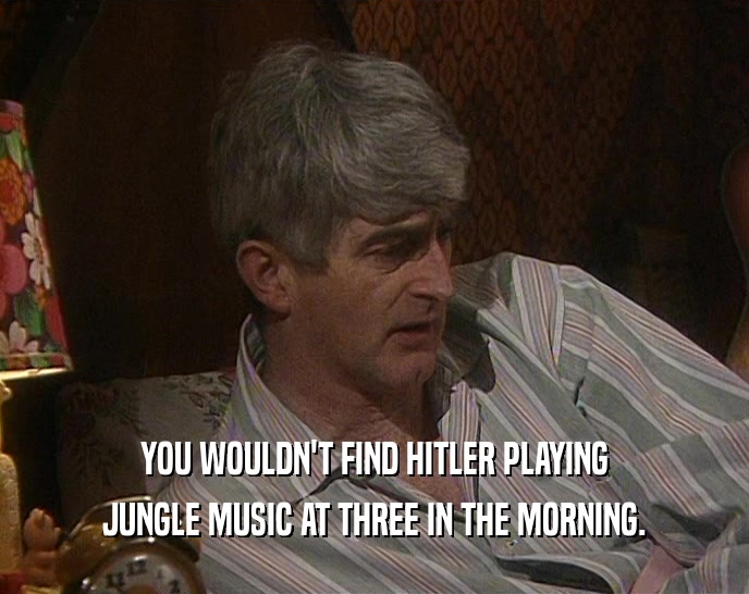 YOU WOULDN'T FIND HITLER PLAYING JUNGLE MUSIC AT THREE IN THE MORNING. 