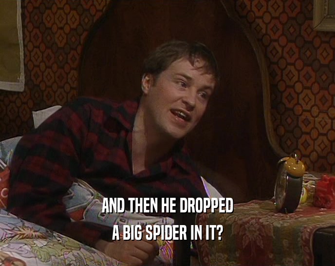 AND THEN HE DROPPED A BIG SPIDER IN IT? 