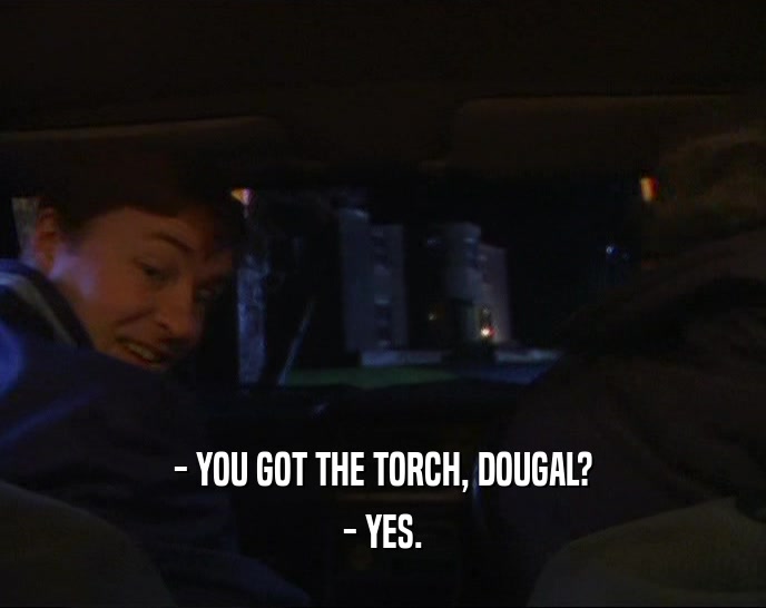 - YOU GOT THE TORCH, DOUGAL?
 - YES.
 