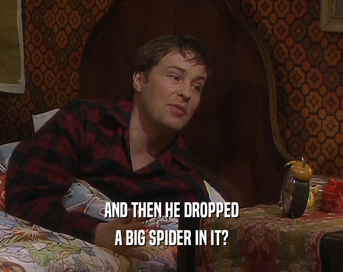 AND THEN HE DROPPED A BIG SPIDER IN IT? 
