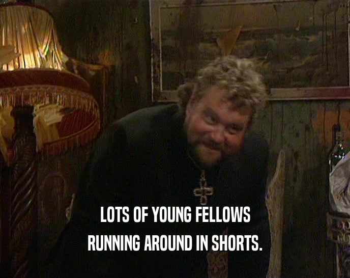 LOTS OF YOUNG FELLOWS RUNNING AROUND IN SHORTS. 