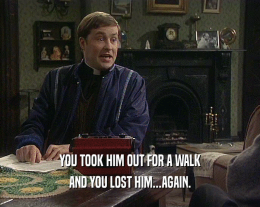 YOU TOOK HIM OUT FOR A WALK AND YOU LOST HIM...AGAIN. 