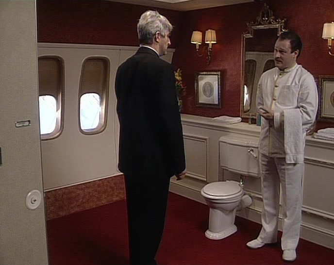 FIRST-CLASS TOILET, SIR. DO YOU HAVE A FIRST-CLASS TICKET? 