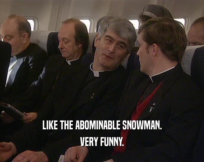LIKE THE ABOMINABLE SNOWMAN. VERY FUNNY. 