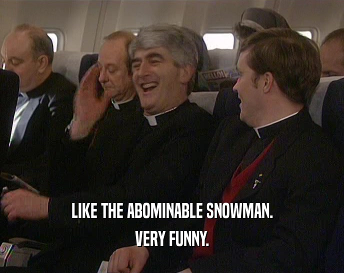 LIKE THE ABOMINABLE SNOWMAN. VERY FUNNY. 