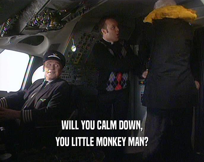 WILL YOU CALM DOWN, YOU LITTLE MONKEY MAN? 