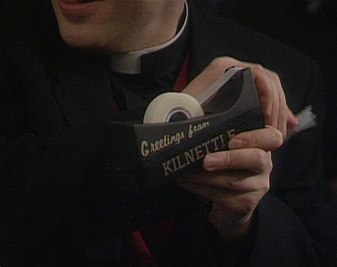 (RECORDING) 'YOU HAVE USED ONE INCH OF STICKY TAPE. GOD BLESS YOU.' 
