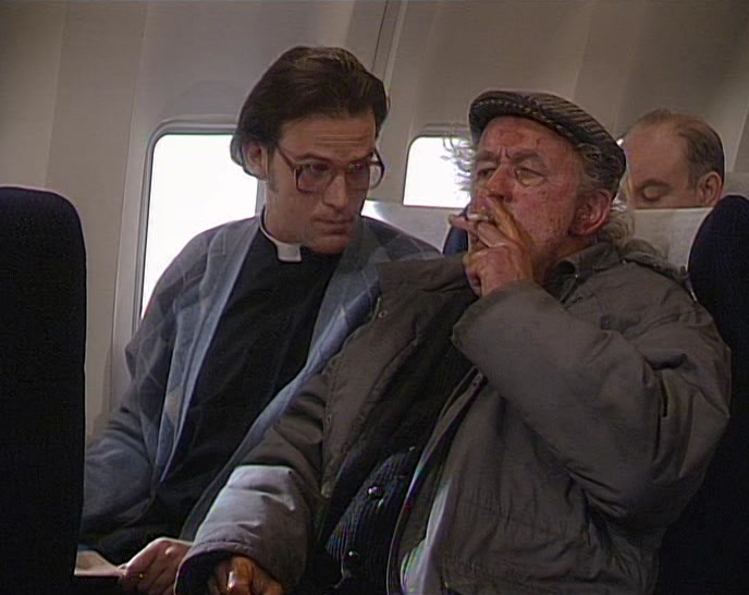 NOW, REALLY, FATHER, THIS IS A NO-SMOKING FLIGHT. 