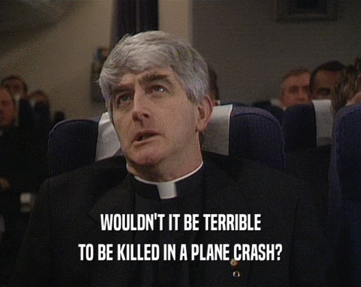 WOULDN'T IT BE TERRIBLE
 TO BE KILLED IN A PLANE CRASH?
 