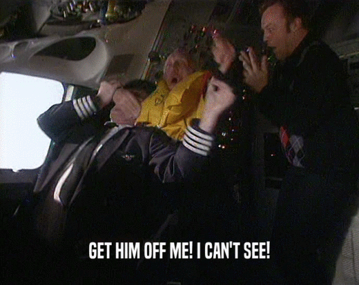 GET HIM OFF ME! I CAN'T SEE!  