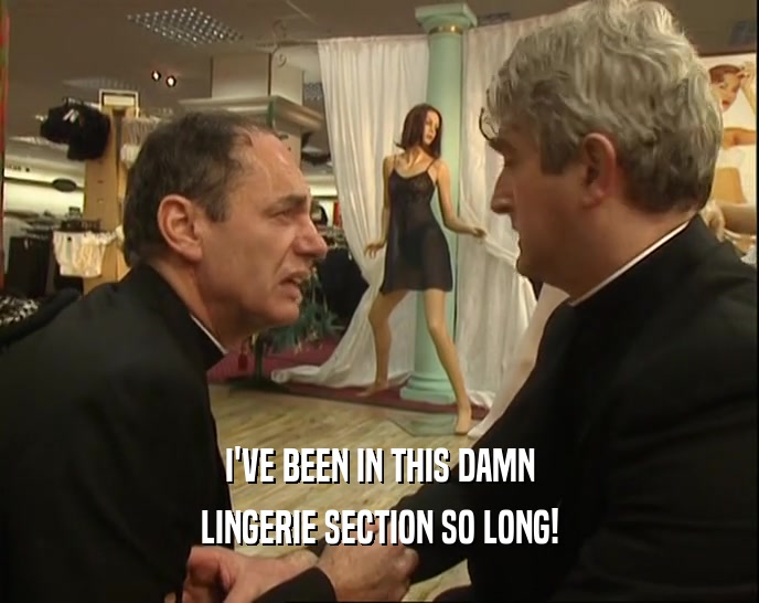 I'VE BEEN IN THIS DAMN LINGERIE SECTION SO LONG! 