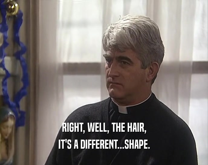 RIGHT, WELL, THE HAIR, IT'S A DIFFERENT...SHAPE. 