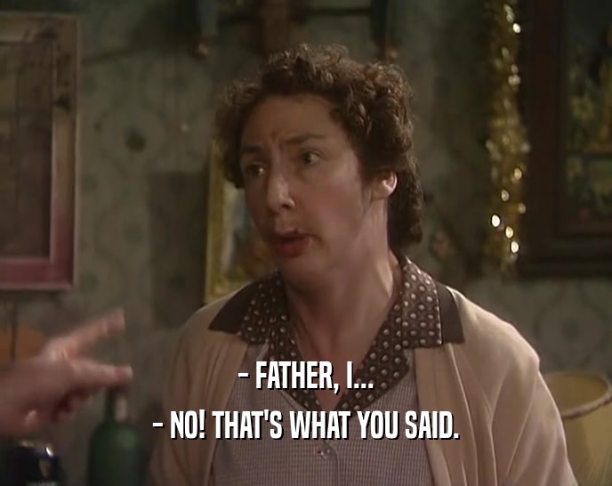 - FATHER, I... - NO! THAT'S WHAT YOU SAID. 